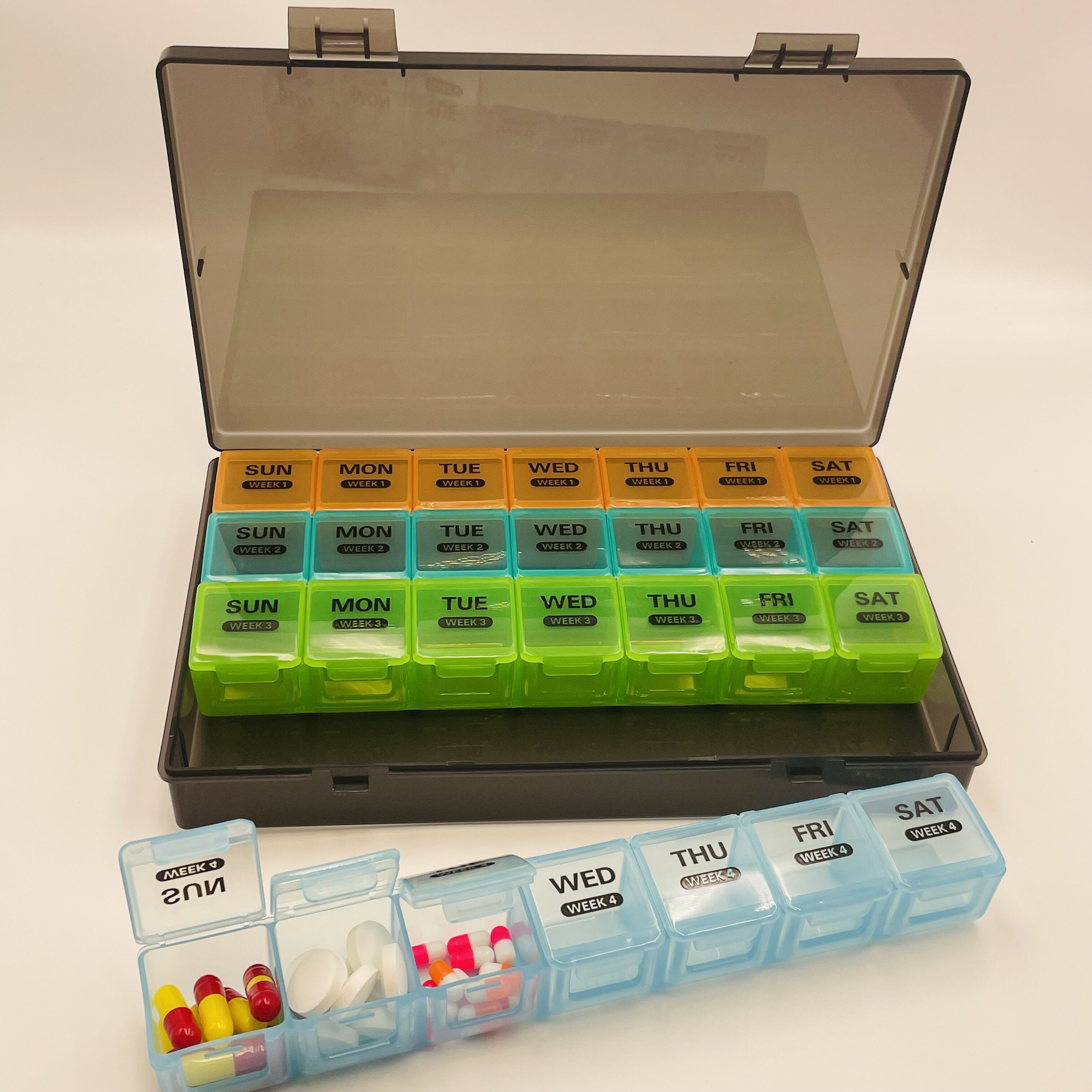 Large Monthly Pill Organiser 28 Day Pill Box Organizer by Week Large 4 ...