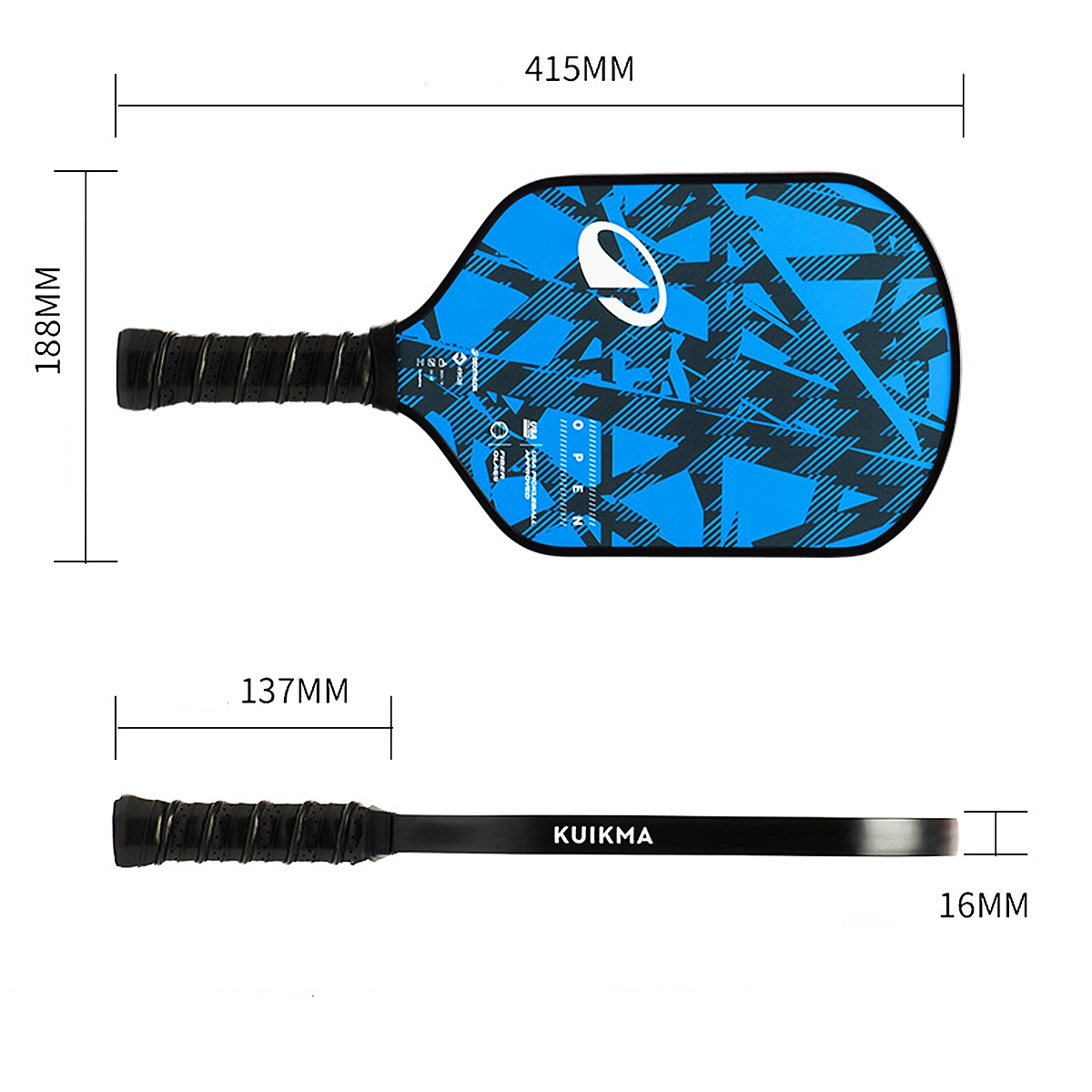 DECATHLON Pickleball Paddle Glass Fiber 16MM Thermoformed Raw Glass ...