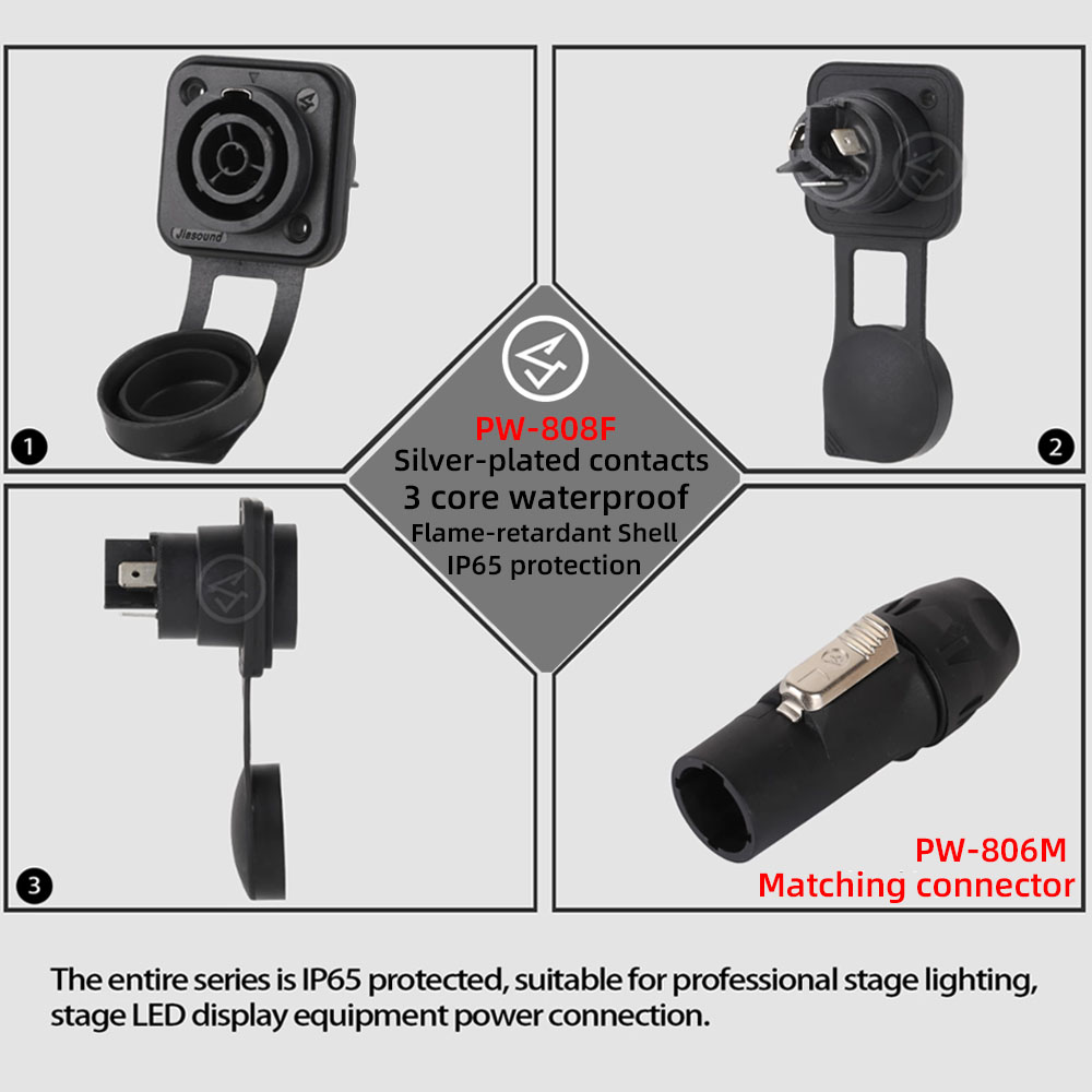 Jiasound Power Male and Female Outdoor PowerCON Chassis Panel Base ...