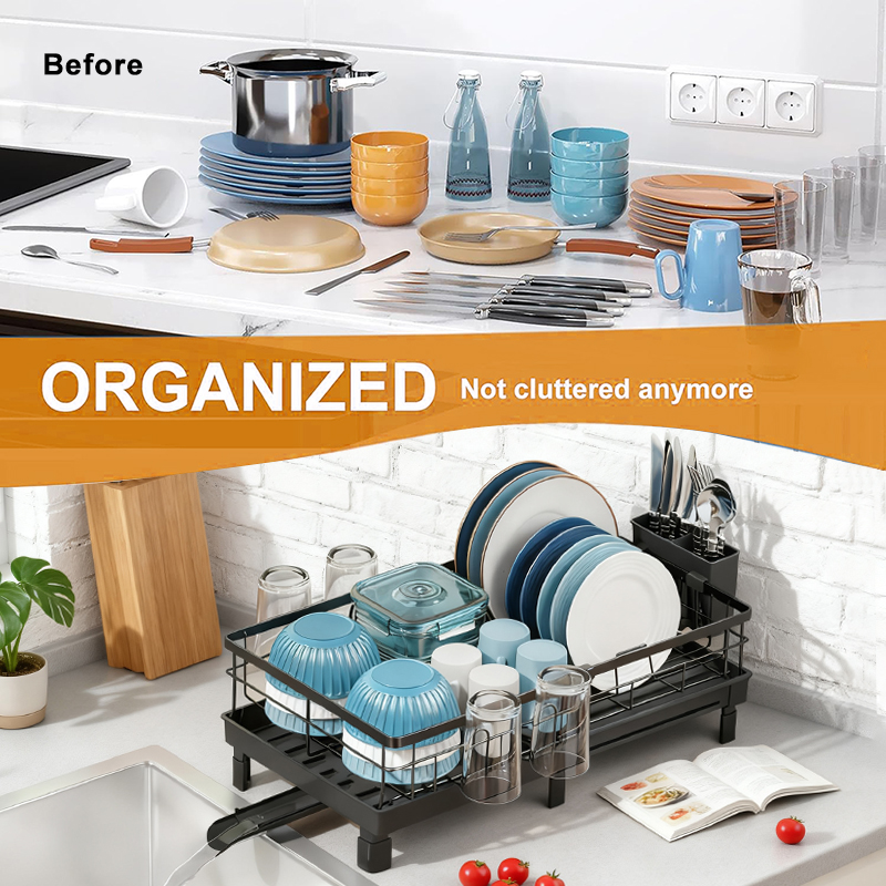Seaway Large Capacity Dish Drainer Rack Stretchable Kitchen Dish Rack ...