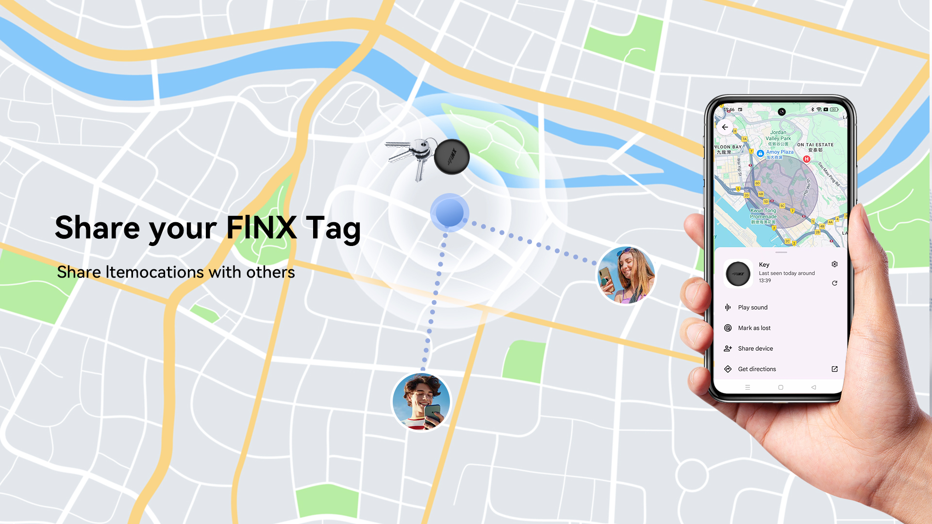 FINX Bluetooth Smart Tag Locator Anti Lost Compatible with iOS Find My ...