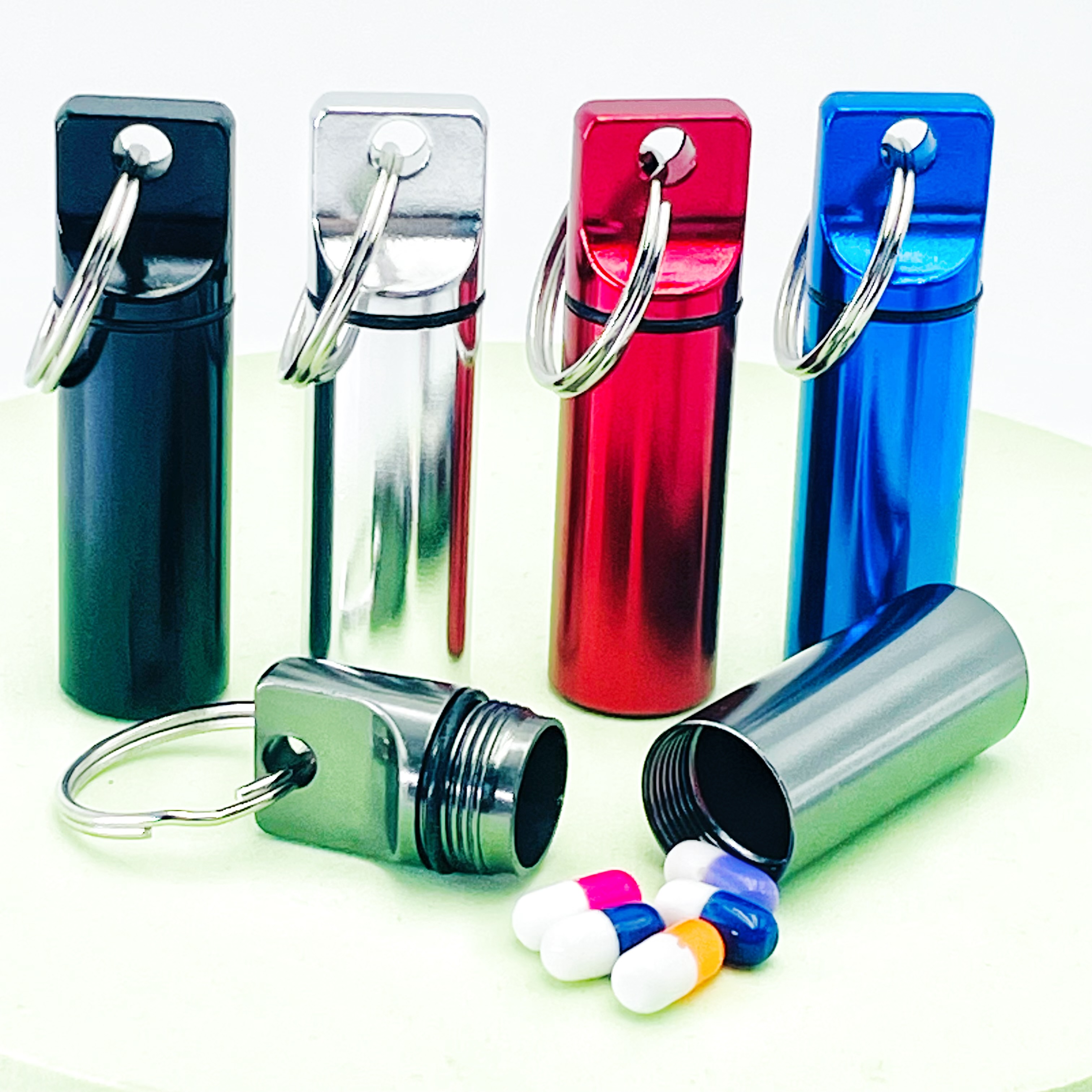 Portable Pill Case Keychain Waterproof Aluminum Earplug Box Pill Box ...