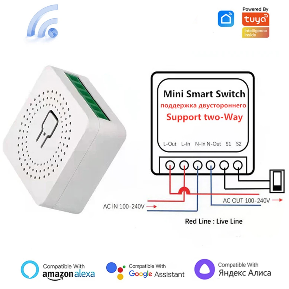 Works with Tuya 16A MINI Wifi Switch DIY 2-way Remote Control Timer ...
