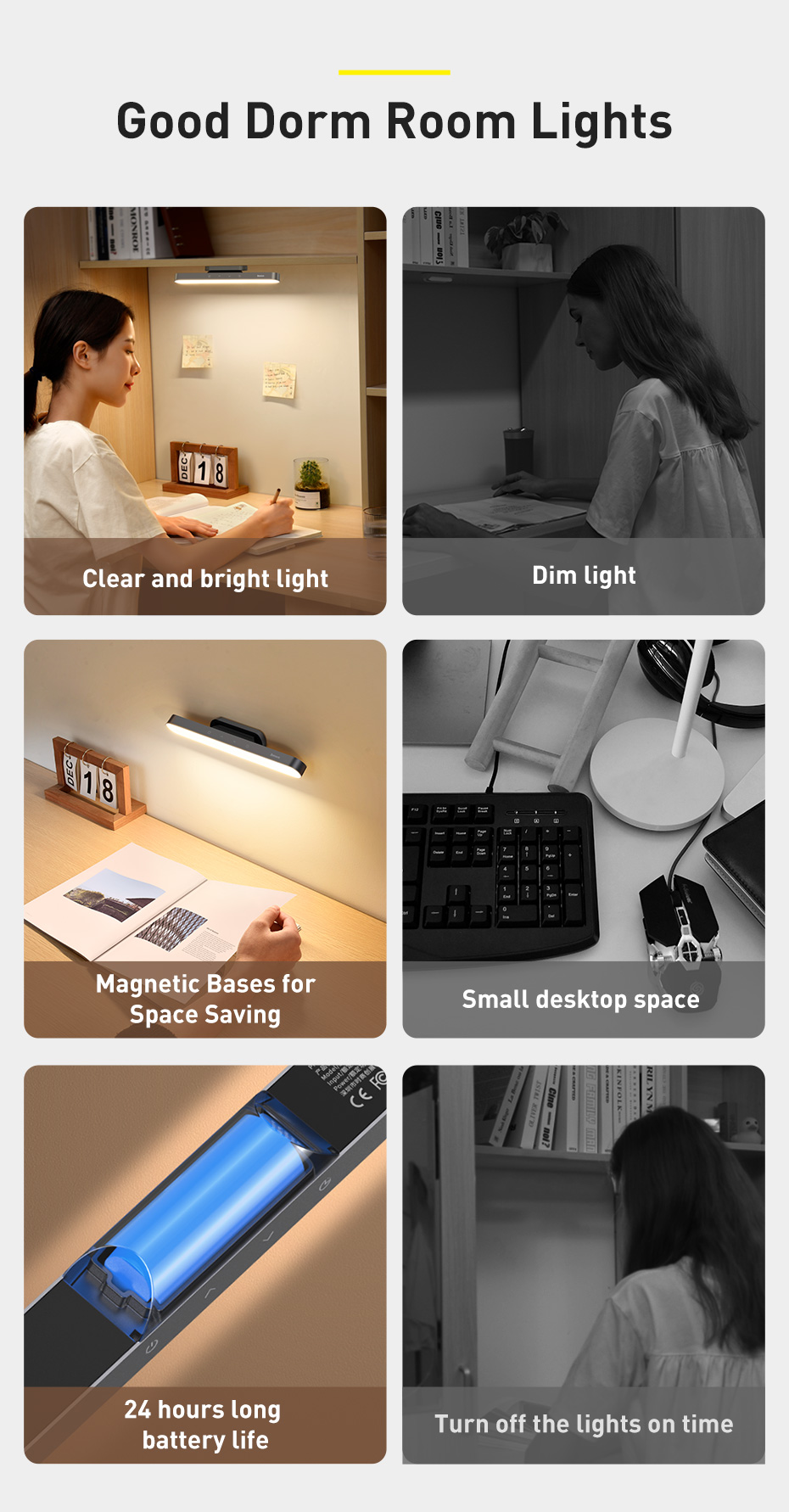 Baseus Night Light Hanging Magnetic LED Table Lamp Stepless Dimming ...