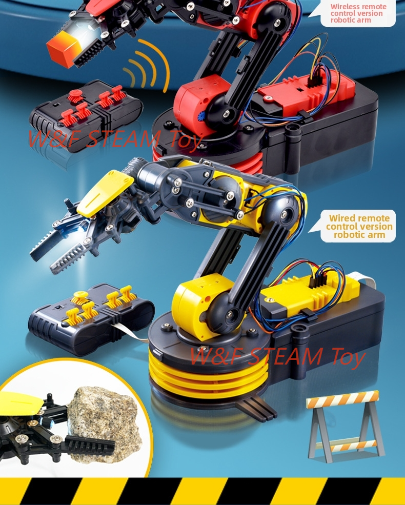 W&F STEM Toy Wireless Remote Robotic Arm Kit DIY Electric Engineering ...