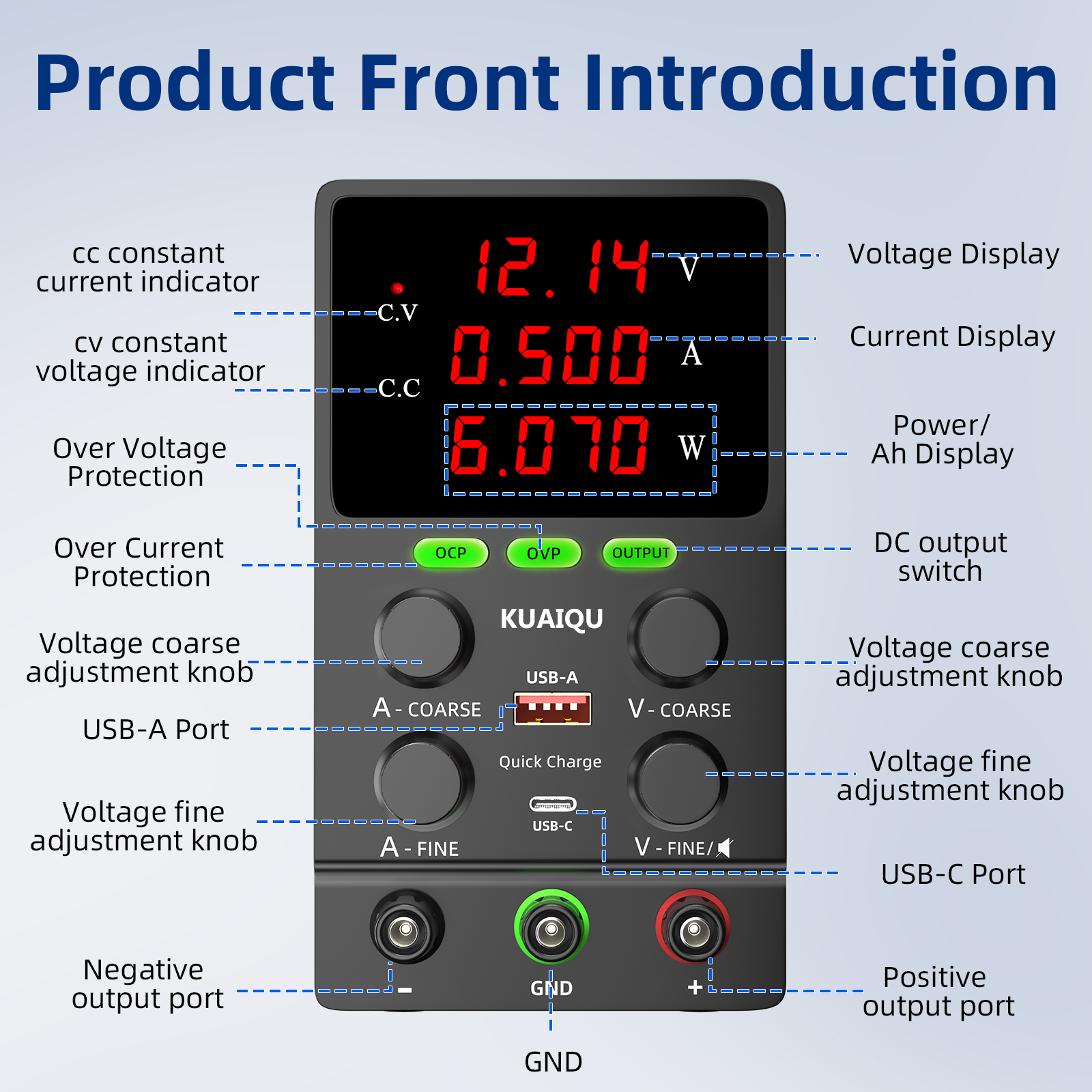 【Free Gift】KUAIQU DC power supply 30V 10A Adjustable Voltage Lab Bench ...