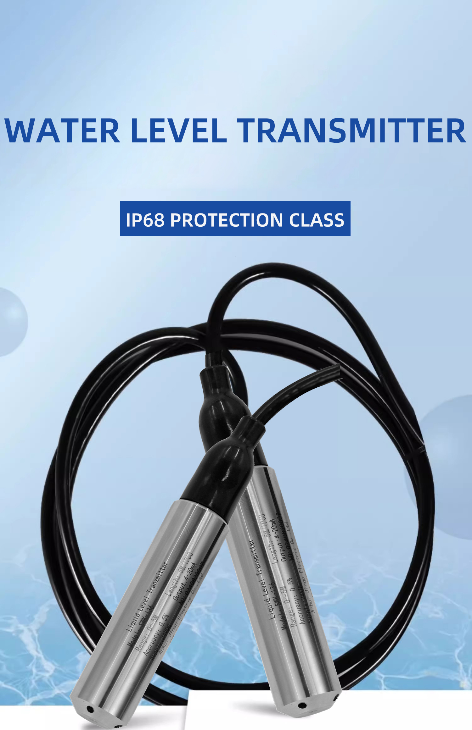 Water Level Control System Level Pressure 1-500m Range Liquid Level ...