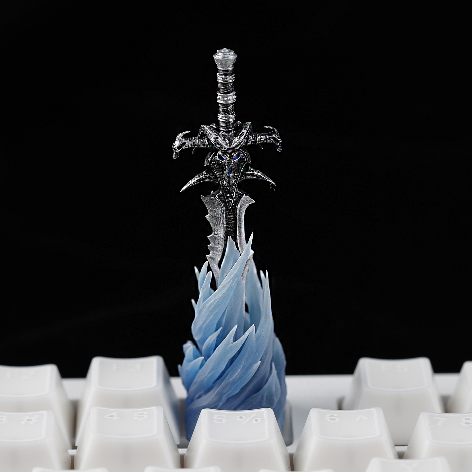 YMDK Blue Ice Sword Personalized Keycaps Resin Translucent Cool Keycap ...