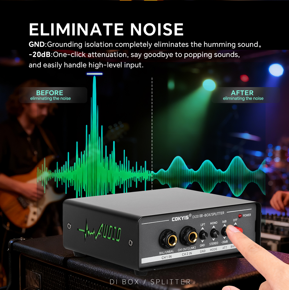 2 Channel Active DI Box Splitter Noise For Eliminates Ground Looping ...