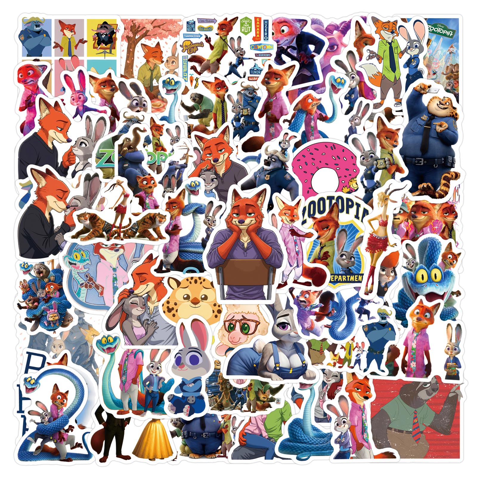 62pcs Disney Cartoon Movie Zootopia 2 Stickers Phone Diary Laptop ...