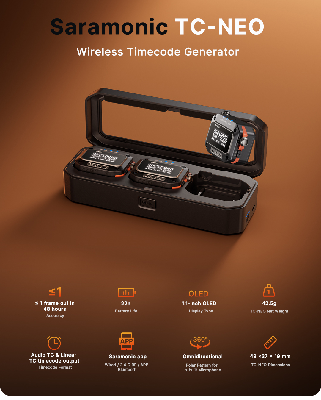 Saramonic TC-NEO Wireless Timecode Generator Precision Sync Multi-Cam ...