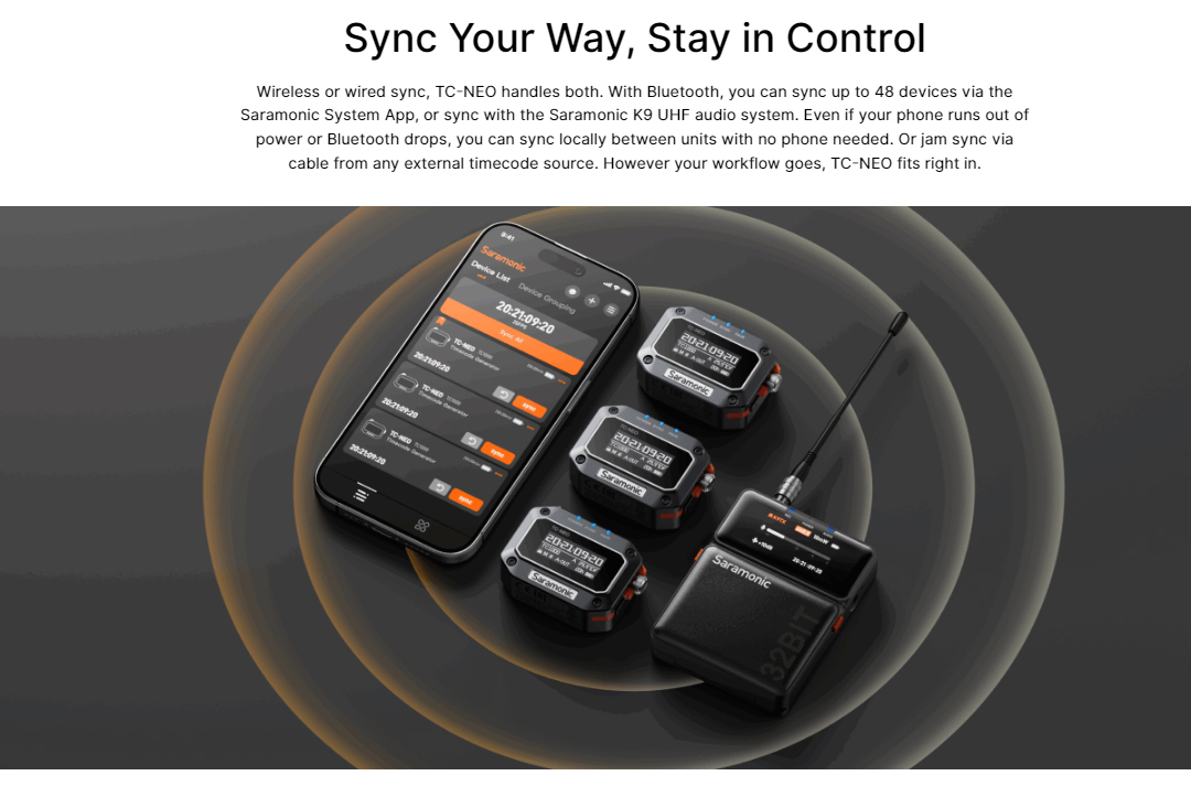 Saramonic TC-NEO Wireless Timecode Generator Precision Sync Multi-Cam ...