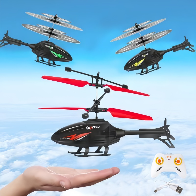 Remote sensing helicopter charging small plane , Boy and girl holiday ...