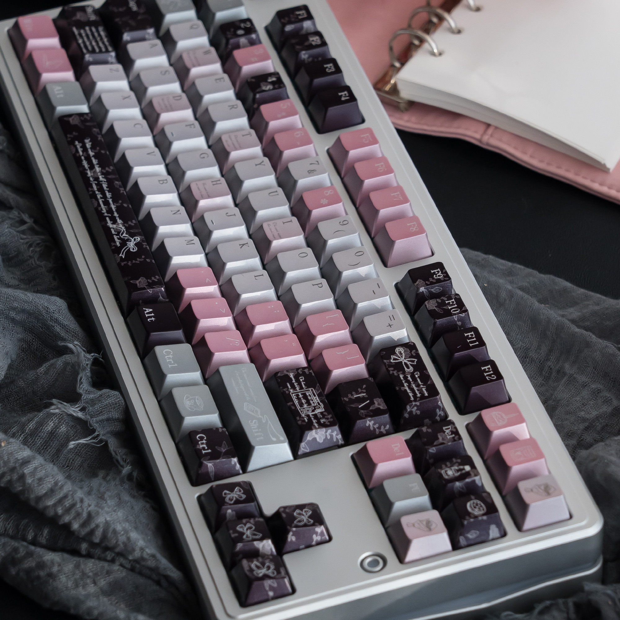 Metallic paint Keycaps Black silver Cherry Profile Silver metall feel ...