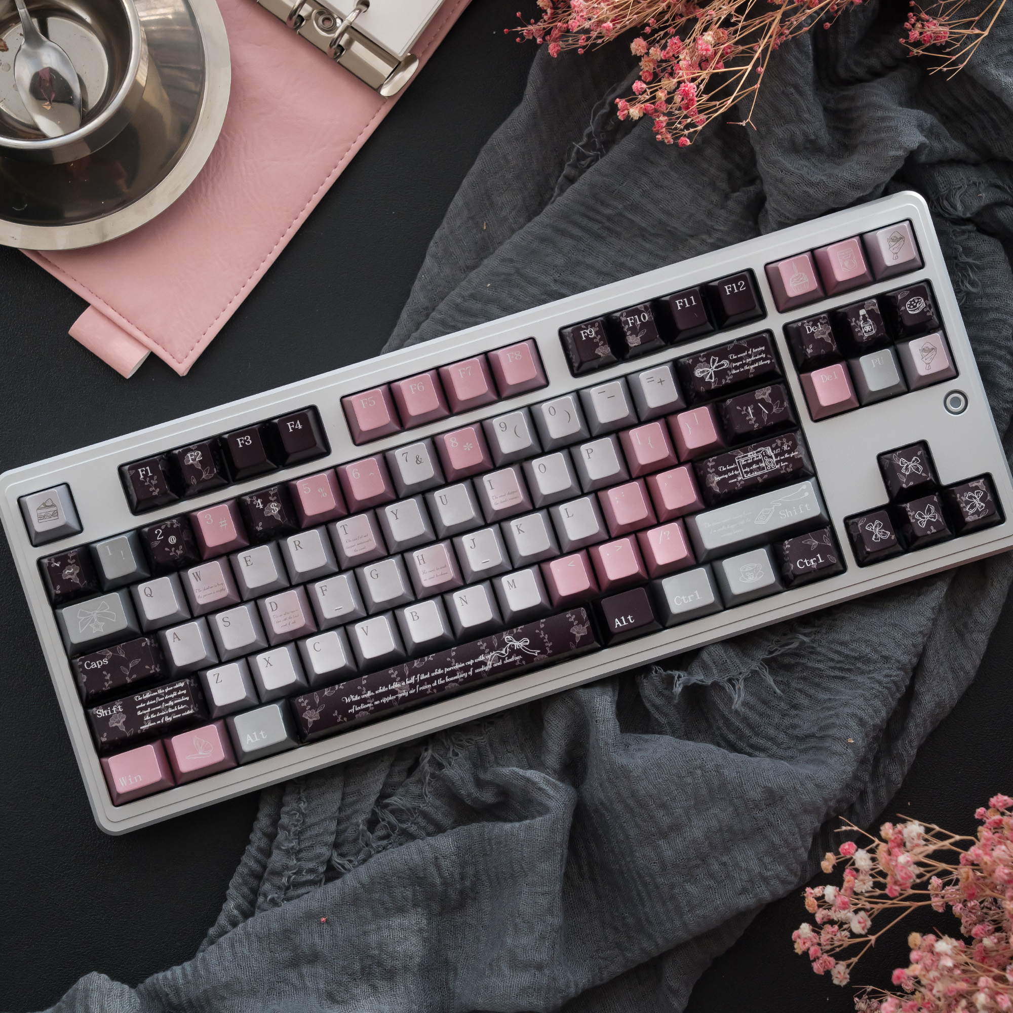 Metallic paint Keycaps Black silver Cherry Profile Silver metall feel ...