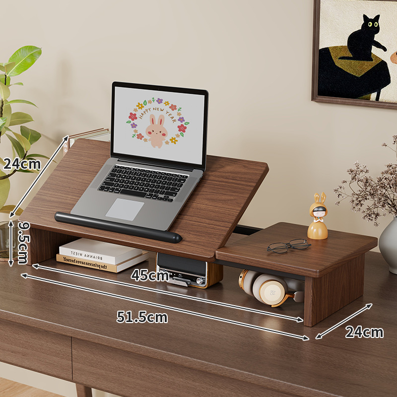5Levels Height Adjust Computer Monitor Stand Wooden Desktop PC Rack ...