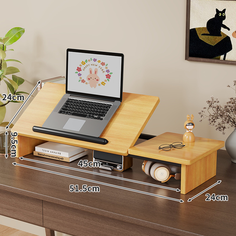 5Levels Height Adjust Computer Monitor Stand Wooden Desktop PC Rack ...