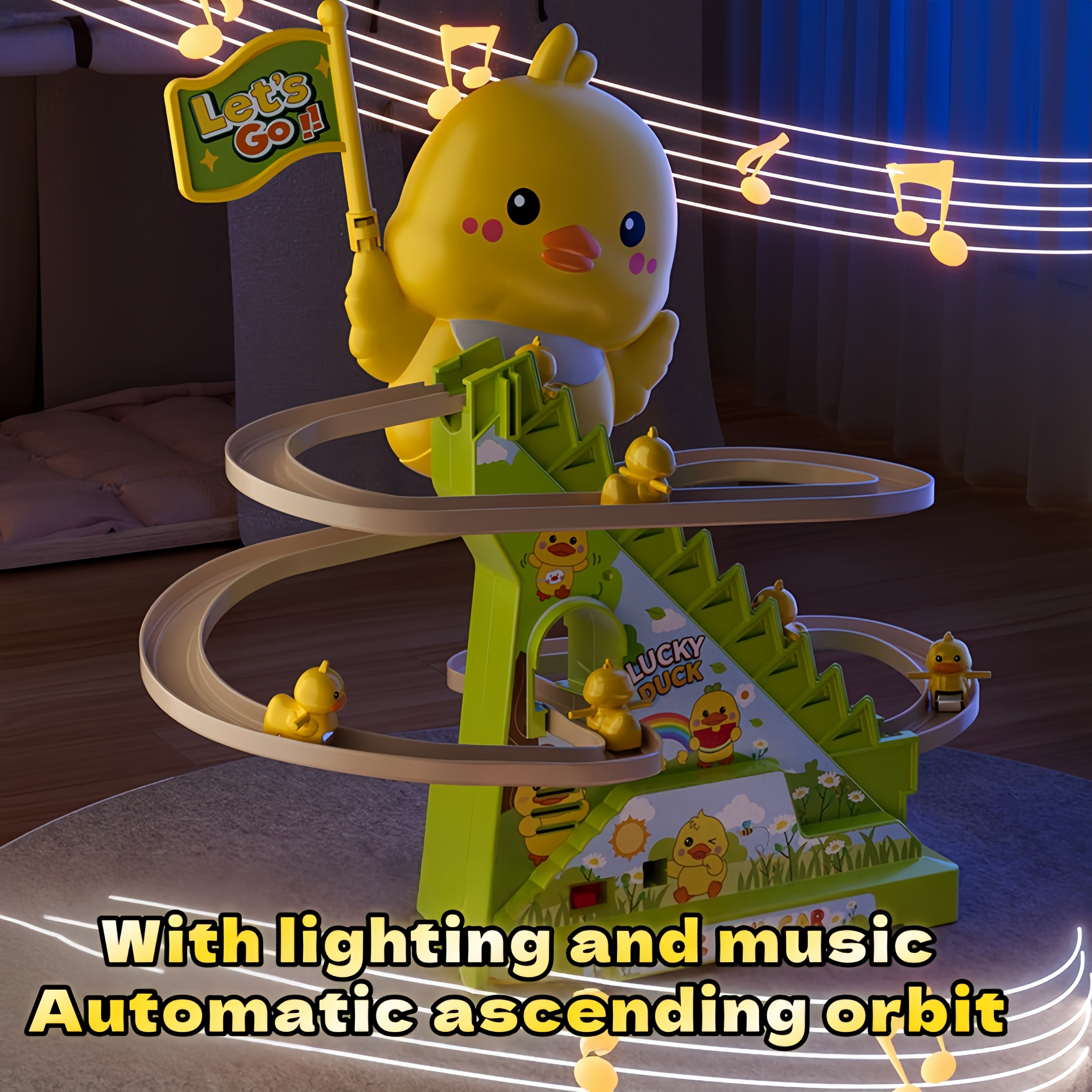Electric Duck Stair Climbing Track Toy with Dynamic Music and Lights ...