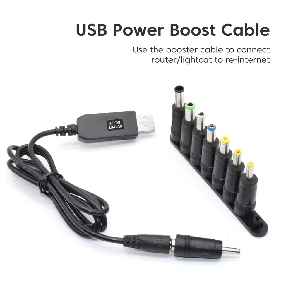 WiFi Power Bank Cable - USB to DC 5V/12V Boost Converter Cord for ...