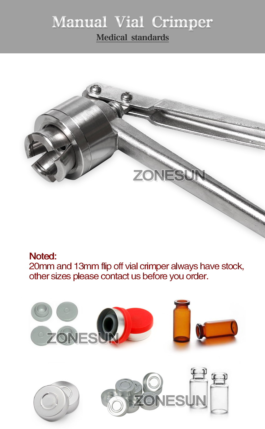 ZONESUN ZS-PVC1 Handheld Vial Crimper Sealer Manual Capper Tool for 11 ...