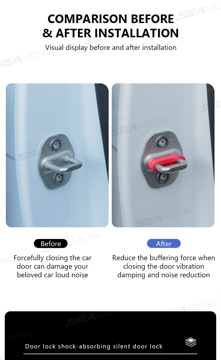 SEAMETAL 4pcs Car Door Lock Shock Absorber Pad Silicone Anti-Vibration ...