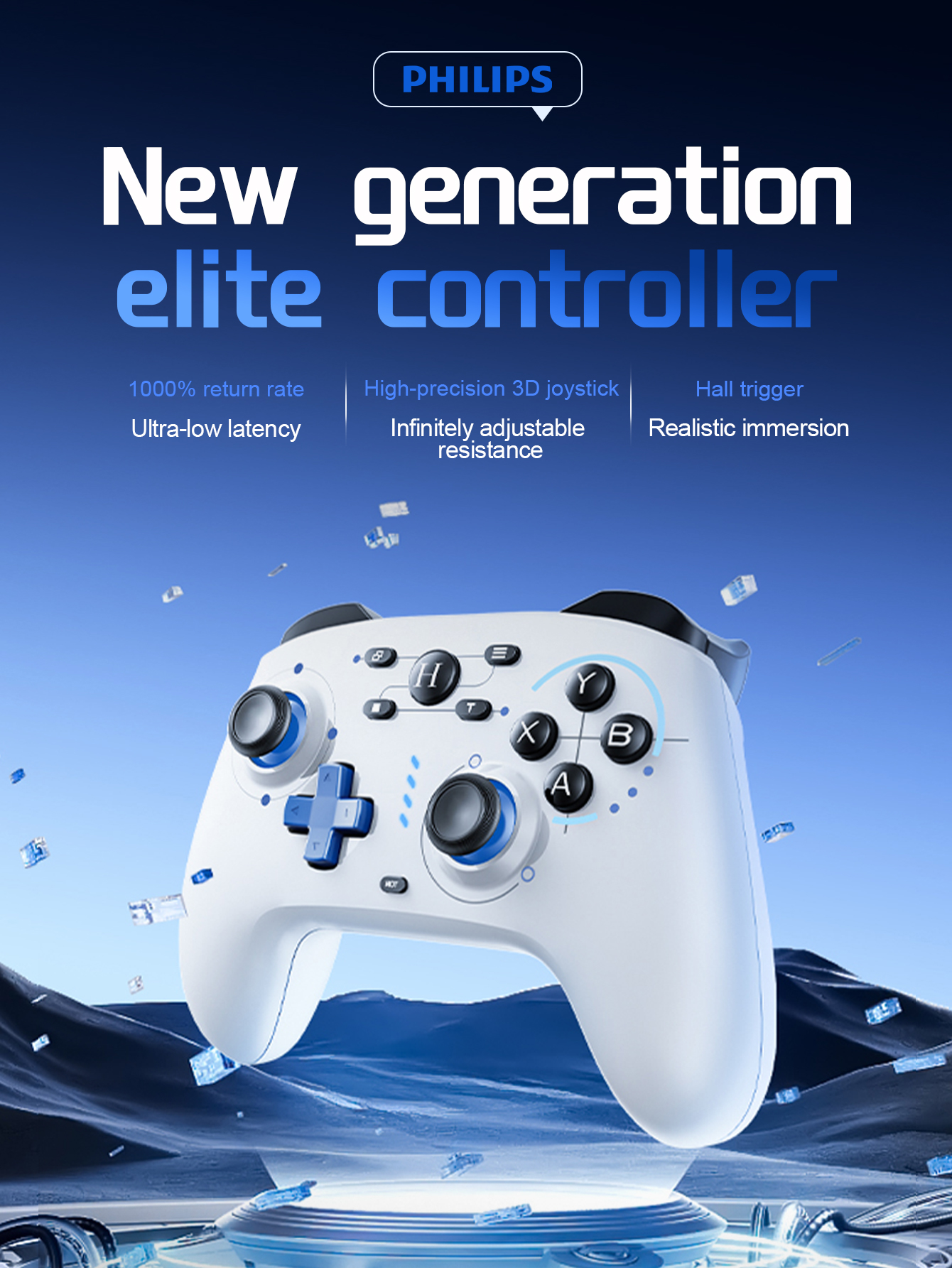 PHILIPS DLK5060 Wireless Gaming Controller High-Precision 3D Joystick ...