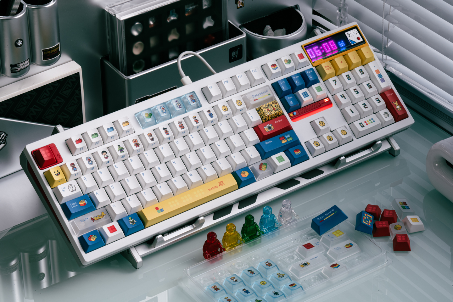 Taptempo Building blocks Keycaps Blue White PBT+PC Lego minifigure ...