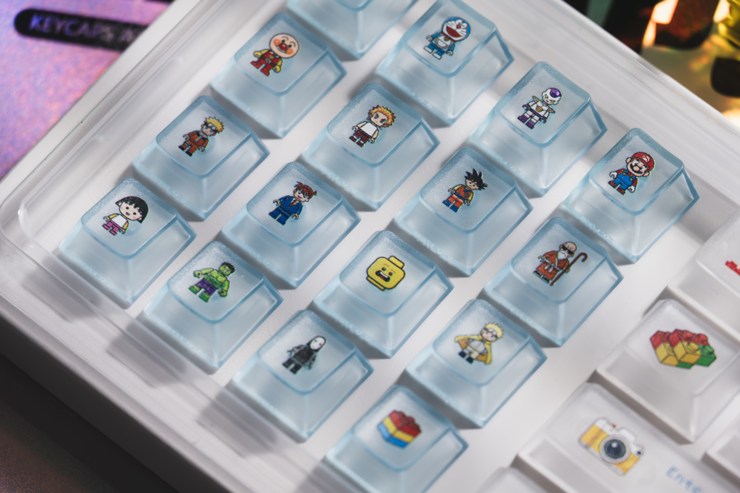 Taptempo Building blocks Keycaps Blue White PBT+PC Lego minifigure ...