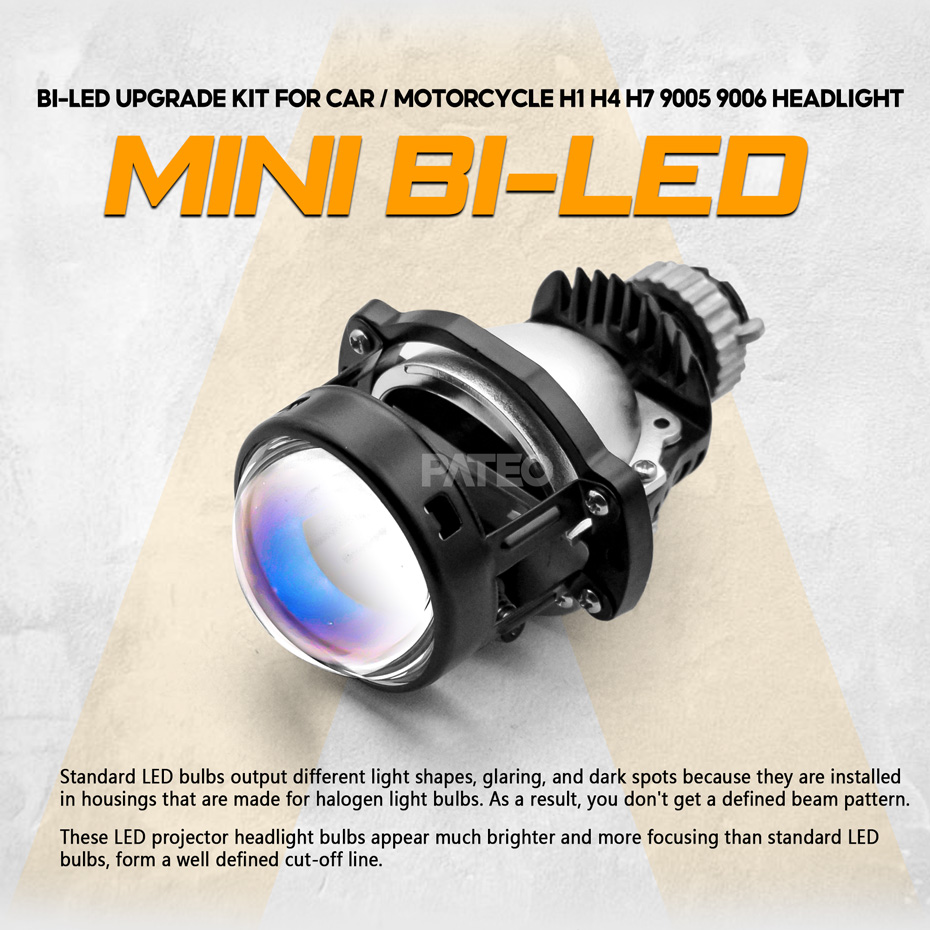 2.0 inch Mini Bi-led Projector Headlight Lenses H7 H4 9005 9006 LED ...