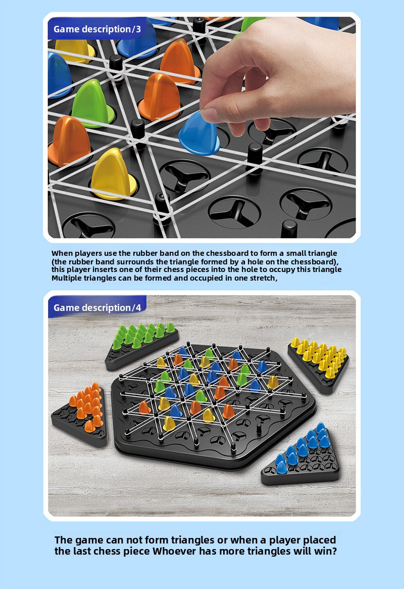 Chain Board Game for Kids, Puzzle Triangle Chess Educational Toy, Brain ...