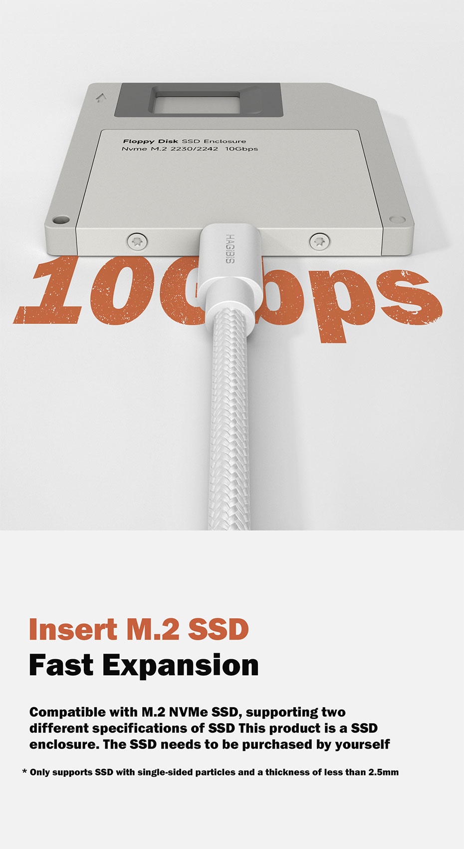 Hagibis M.2 2230 NVMe SSD Enclosure USB 3.2 Gen2 10Gbps Retro Floppy ...