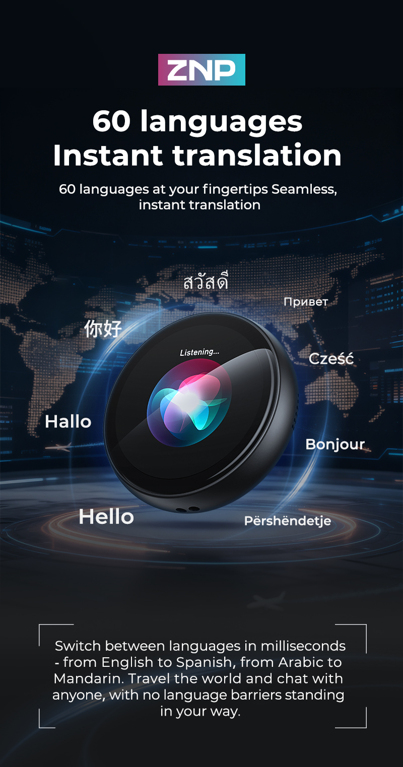 ZNP Saymi AI Companion Device - 60-Language Instant Translator, Offline ...