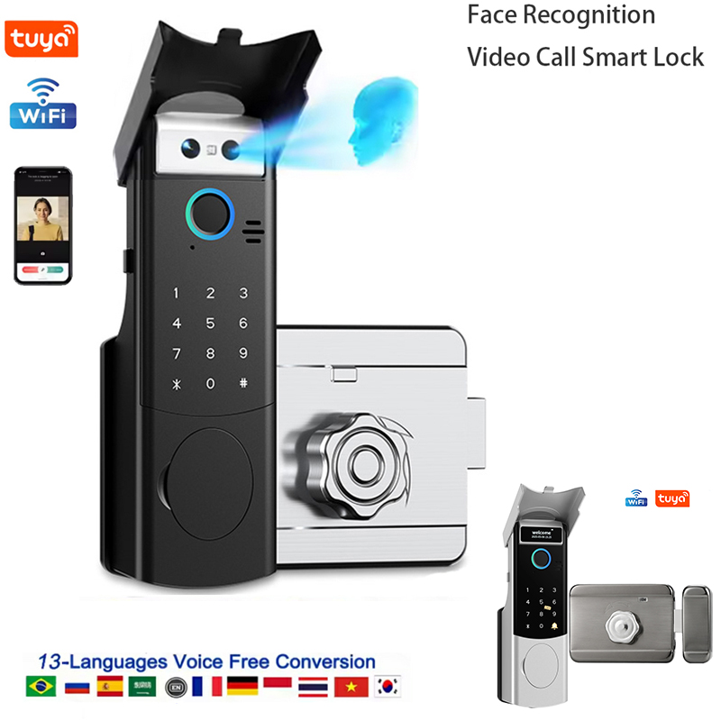 Intercom Face Recognition Tuya Wifi Fingerprint Smart Door Lock System ...