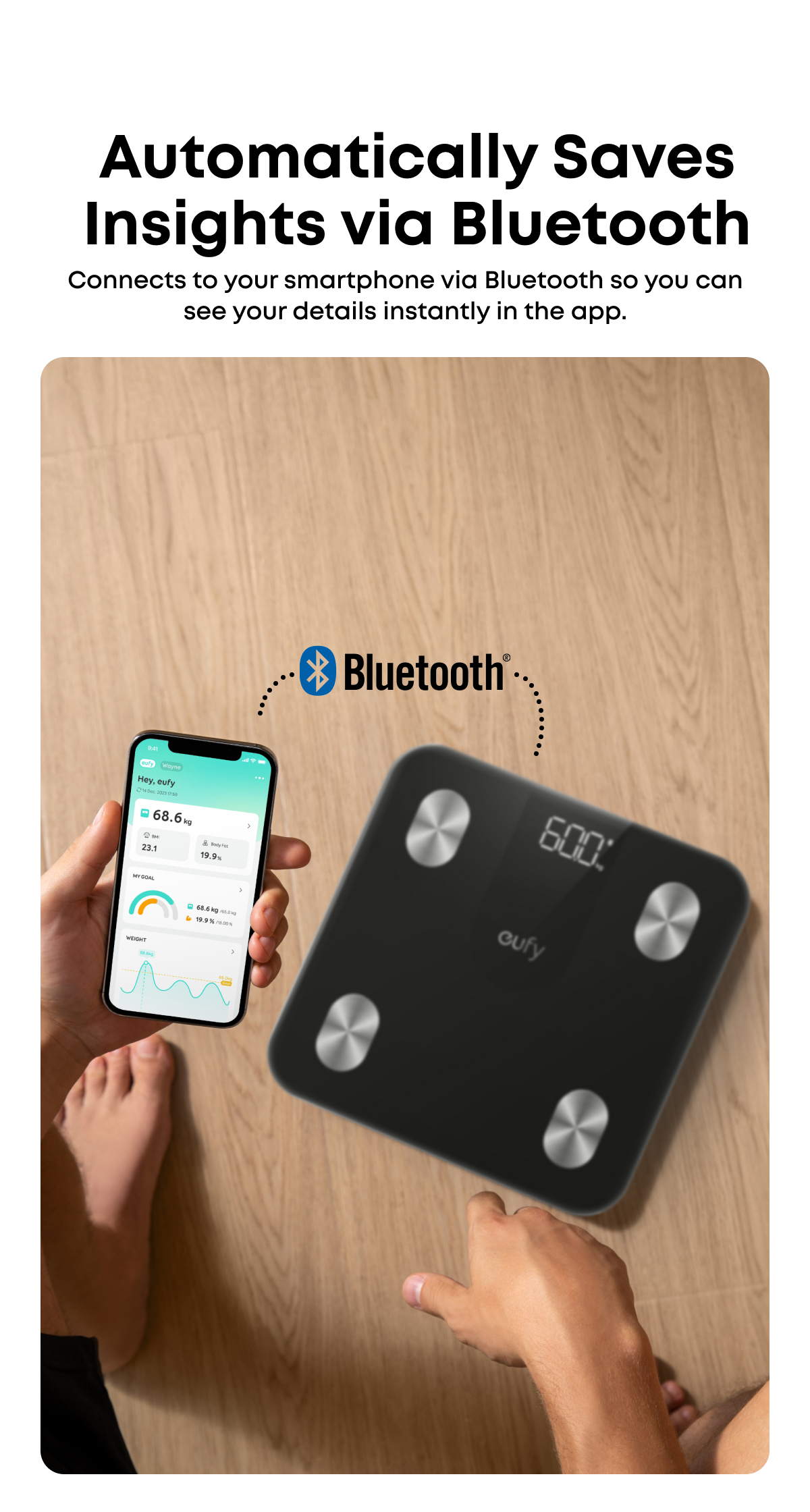 Eufy by Anker A1 Bluetooth Smart Scale BMI Health Monitor with LED ...