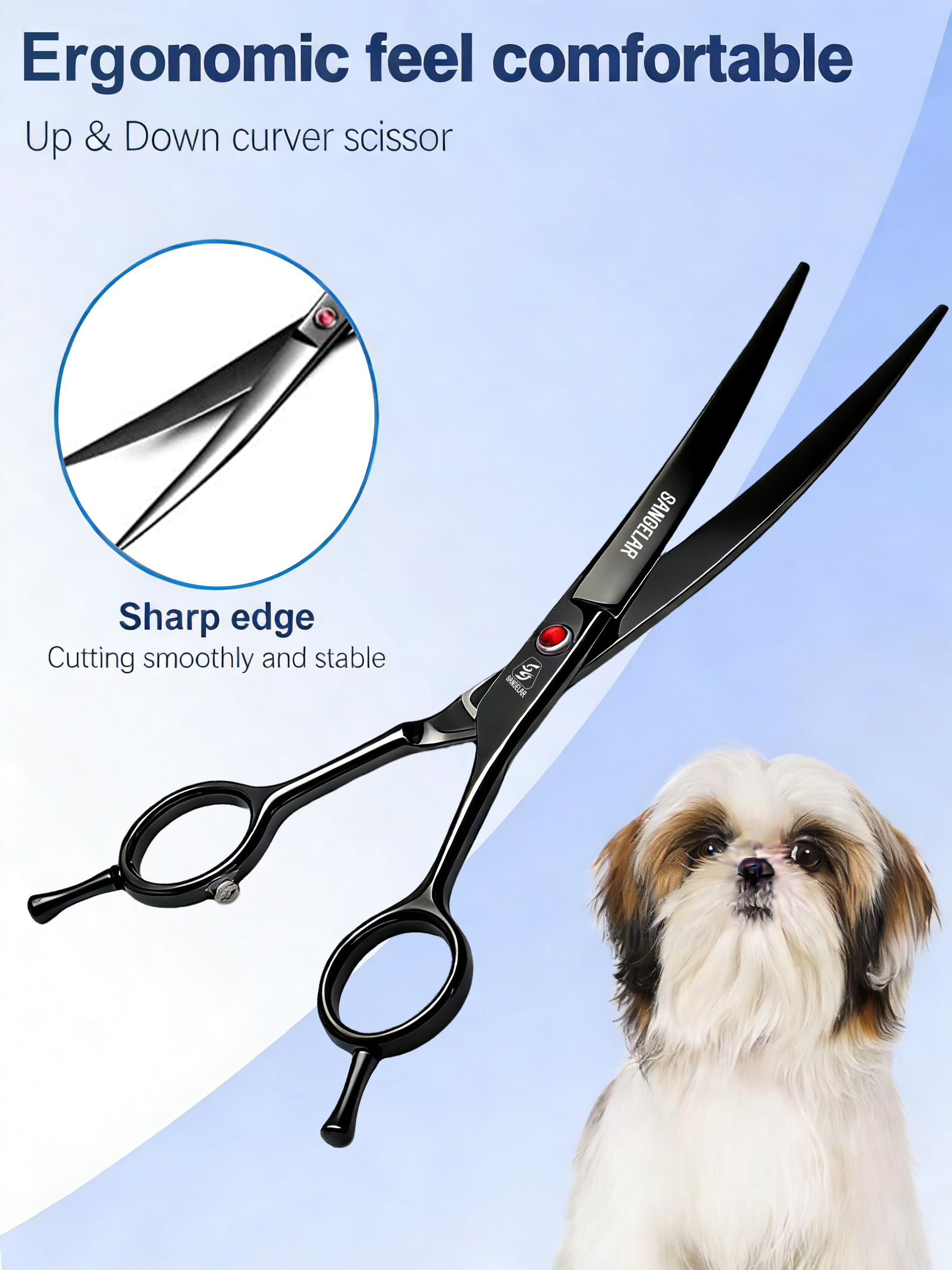 Sangelar 7 inch Pet Grooming Scissors Set, Professional Cat and Dog ...