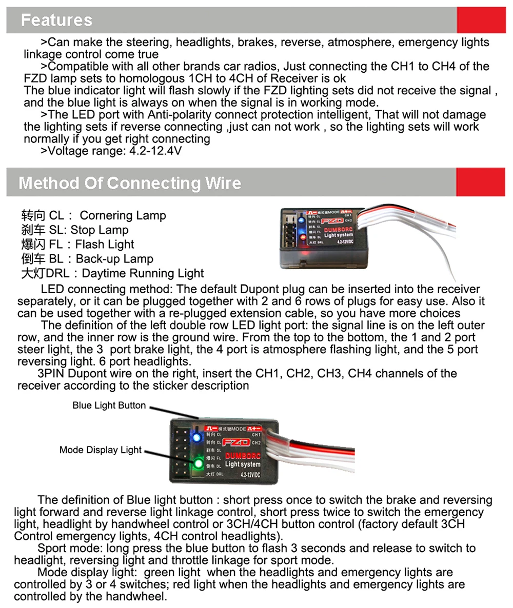 DUMBORC FZD RC Car Simulation Light Controller 12 LED System Kit For 1/ ...