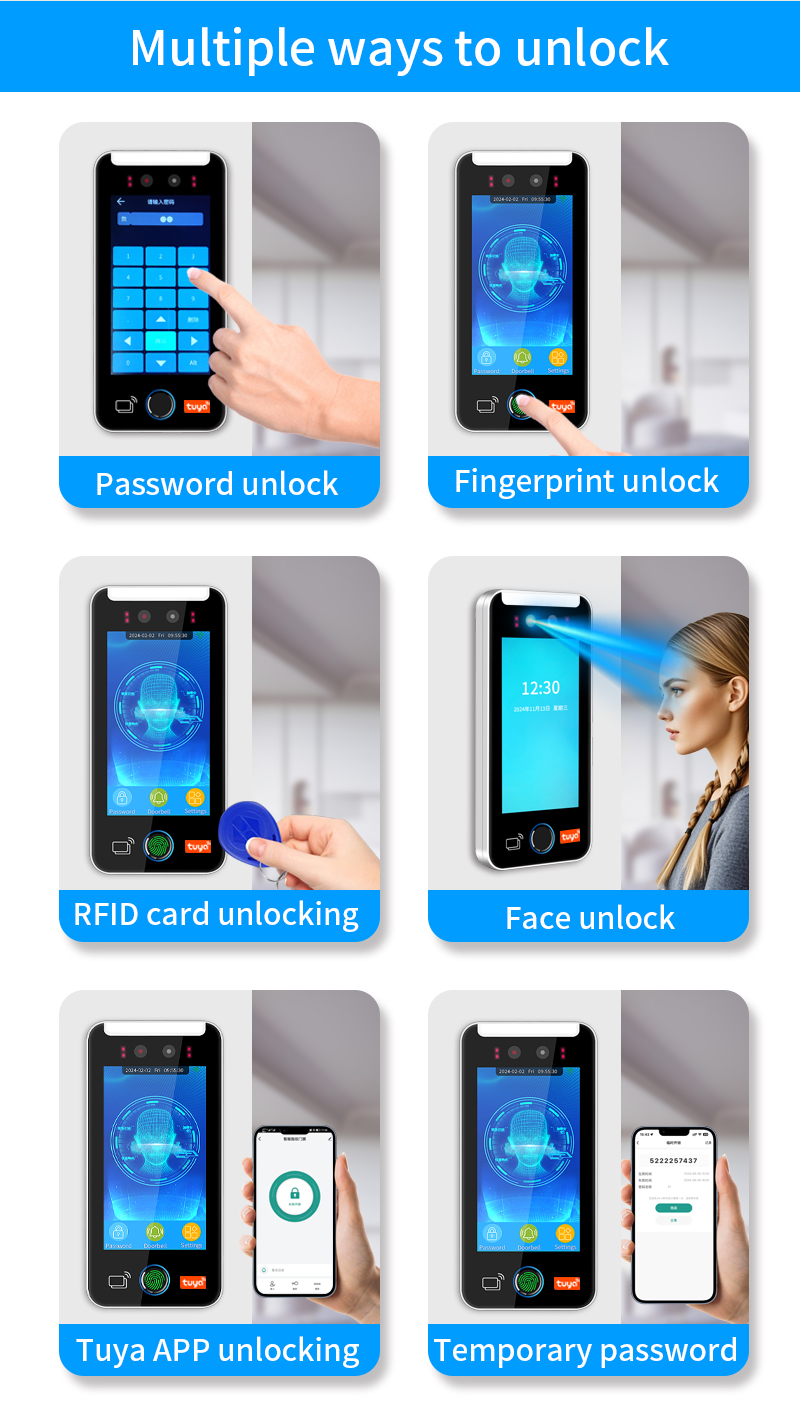 5 inch WIFI Tuya Face Recognition Door Access Control Sets Fingerprint ...