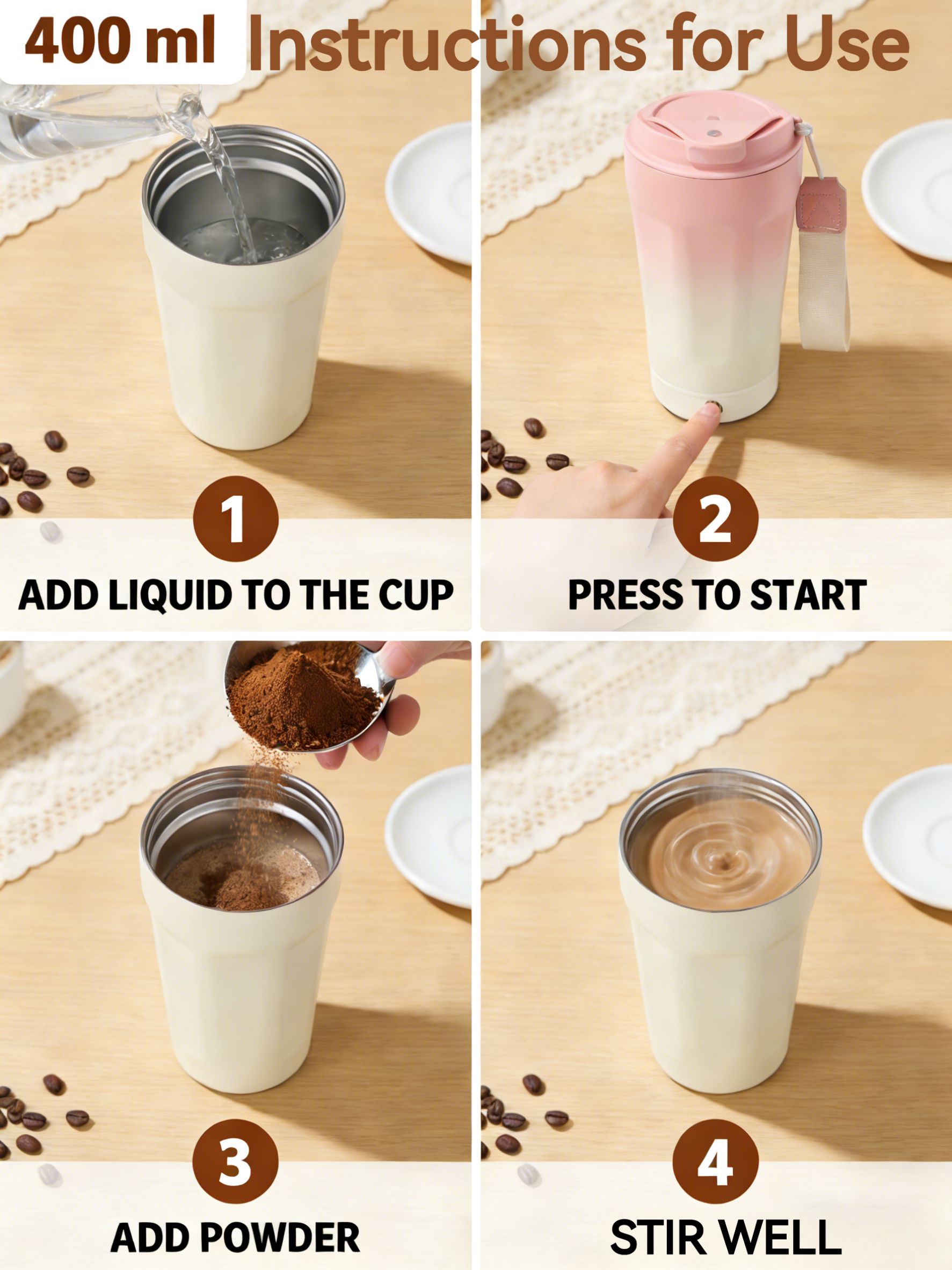 400ML Automatic Self Sirring Magnetic Mug Auto Stirring Mug Coffee Cup ...