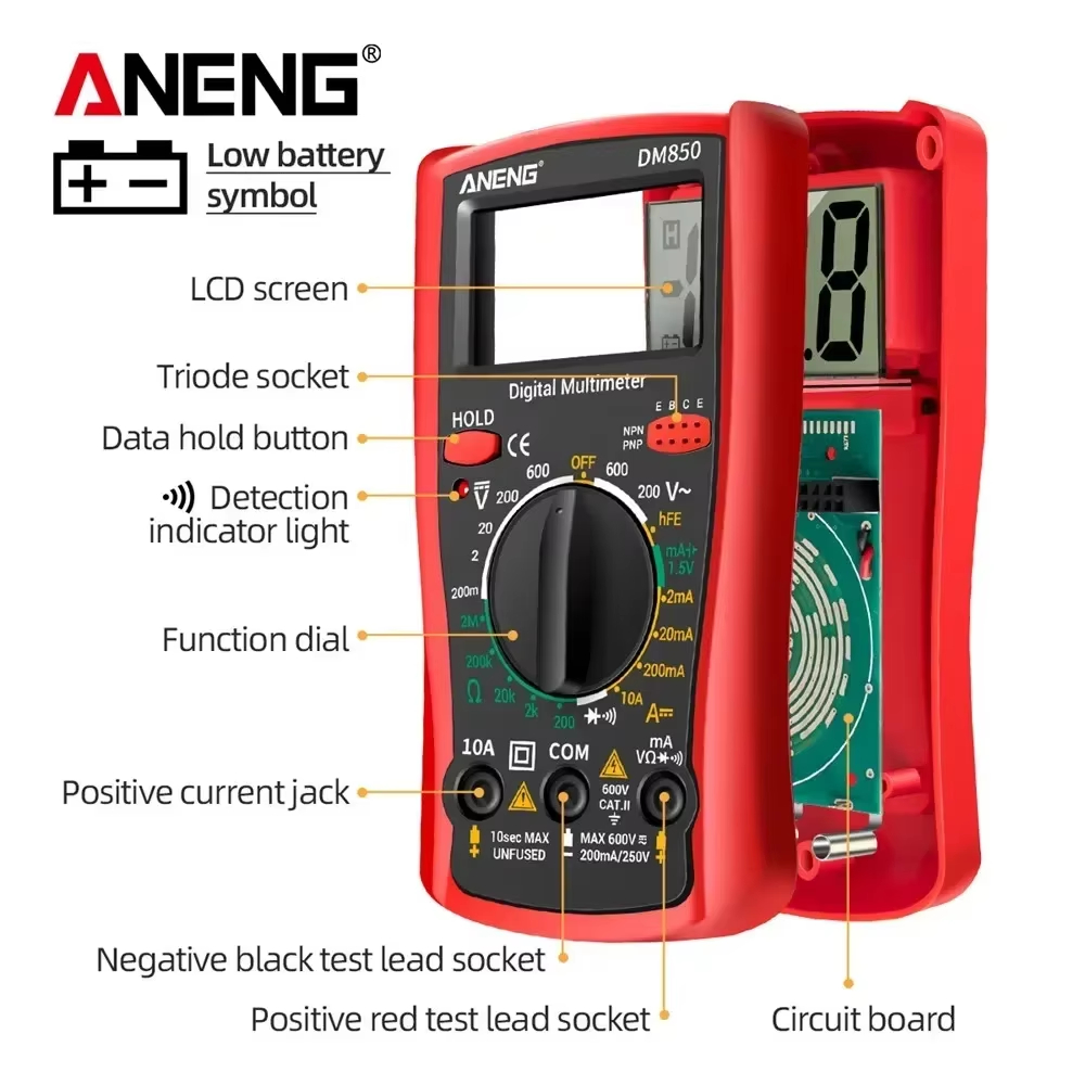 DM850 Automatic Digital Multimeter Professional Multimetro AC/DC Votage ...