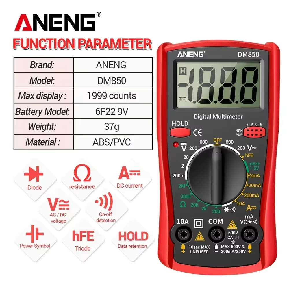 DM850 Automatic Digital Multimeter Professional Multimetro AC/DC Votage ...