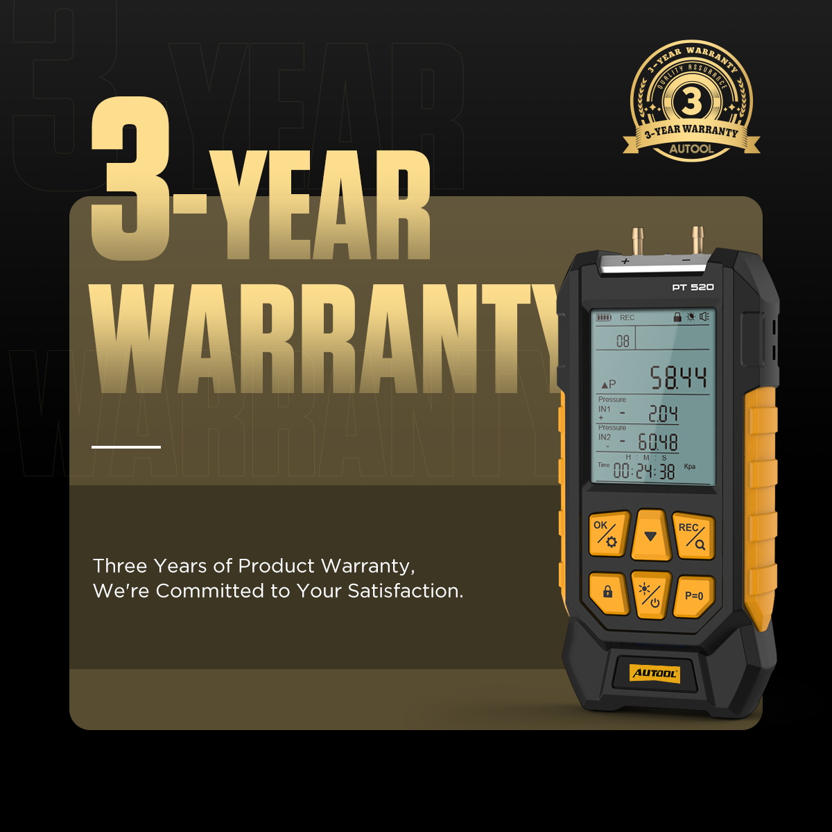 AUTOOL PT520 Digital Differential Manometer -100-200Kpa Air Pressure ...