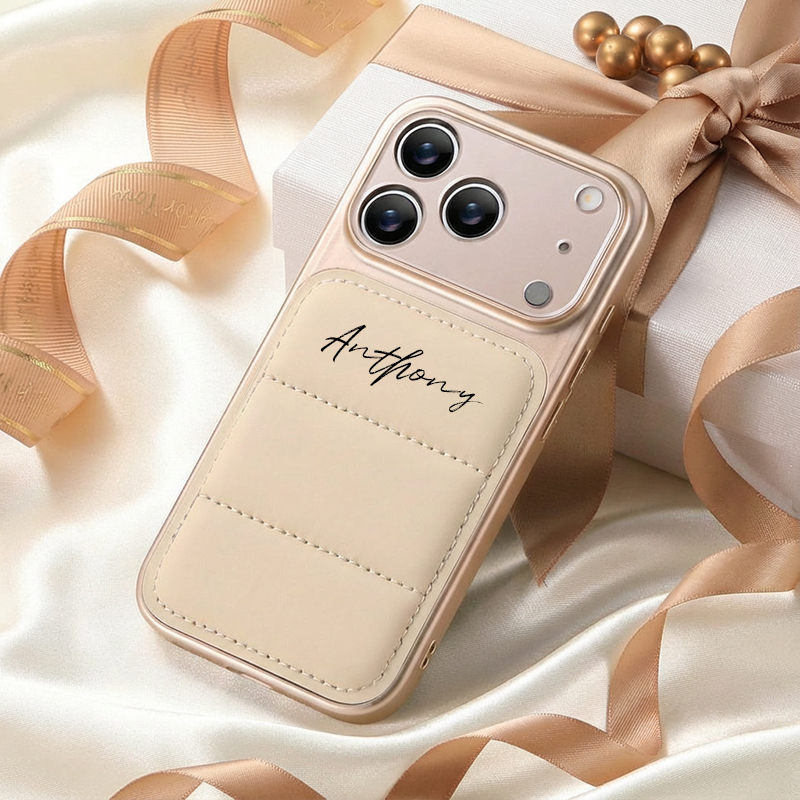 New down-filled, shockproof phone case with custom name design ...