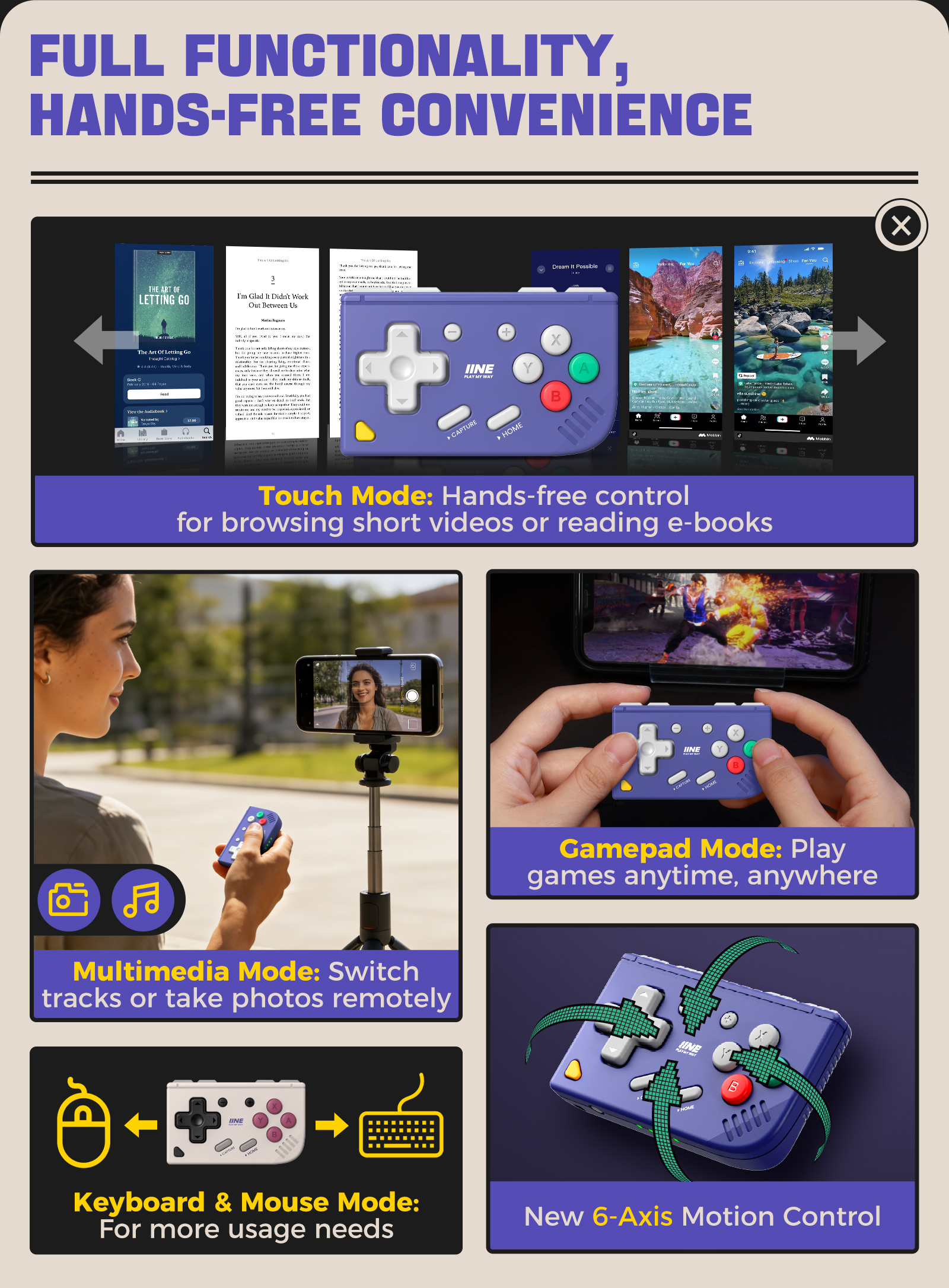 IINE Mini Retro Ananke Gen 2 Controller, Multi-Mode Wireless Gamepad ...