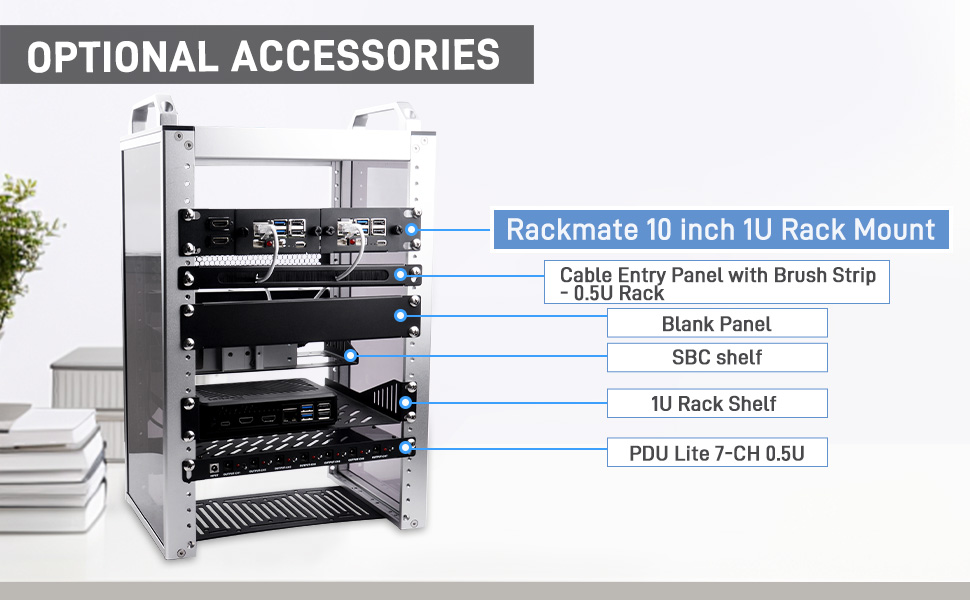 DeskPi Rackmate 10-inch 1U Rack Mount with 2 PCIE NVME Boards for ...