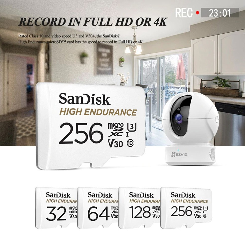 SanDisk High Endurance V30 U3 Class 10 microSD™ with Adapter 32GB/ 64GB ...