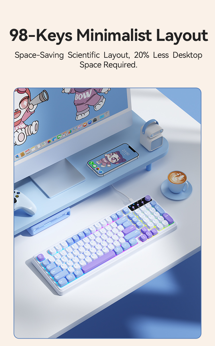 BOW K520 Series RGB Backlight Ergonomic Three-mode Wired Plug and Play ...