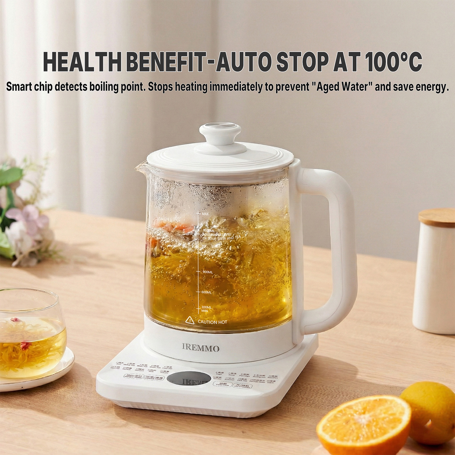 IREMMO 1.8L Multifunction Health Kettle Temp Control Glass Electric ...