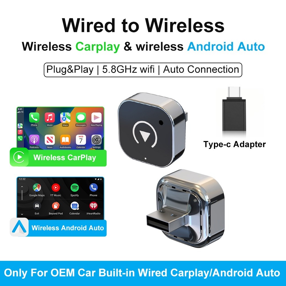 2026 Dual-Mode 2-in-1 Wireless CarPlay & Android Auto 5GHz USB-C ...