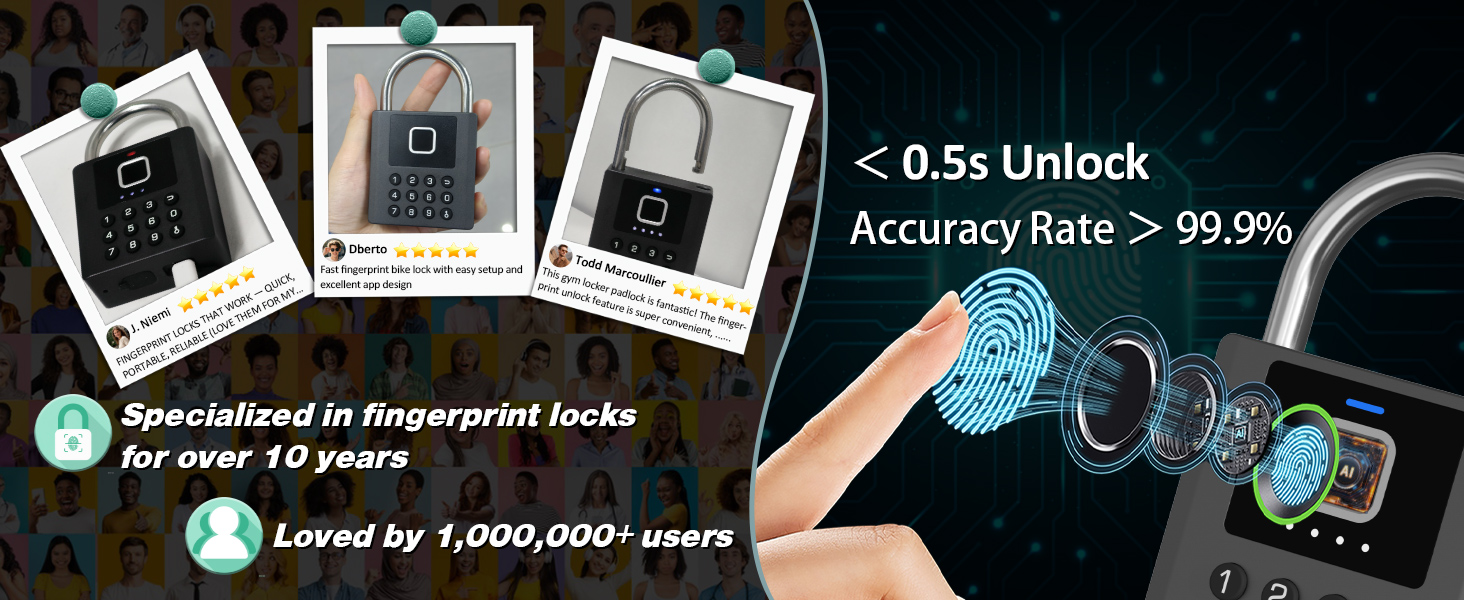 Smart Padlock Waterproof Fingerprint Unlocking Password Key Bluetooth ...