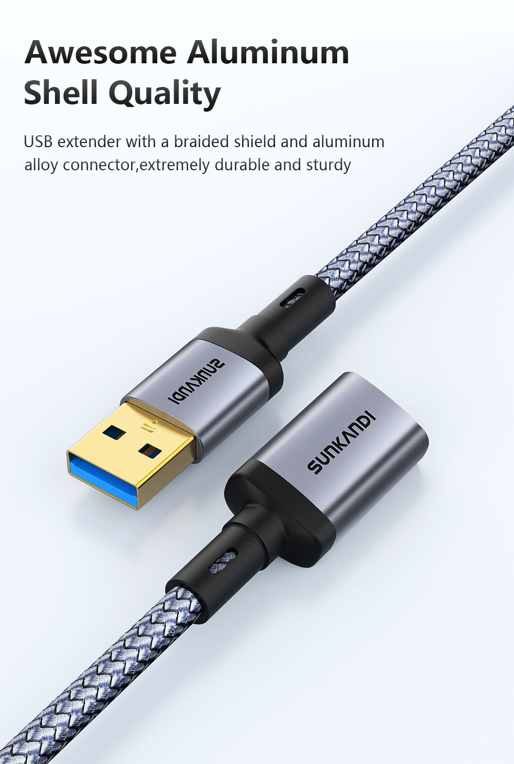 SUNKANDI USB 3.0 Male to USB 3.0 Female Extensions Cable 5Gbps Data ...